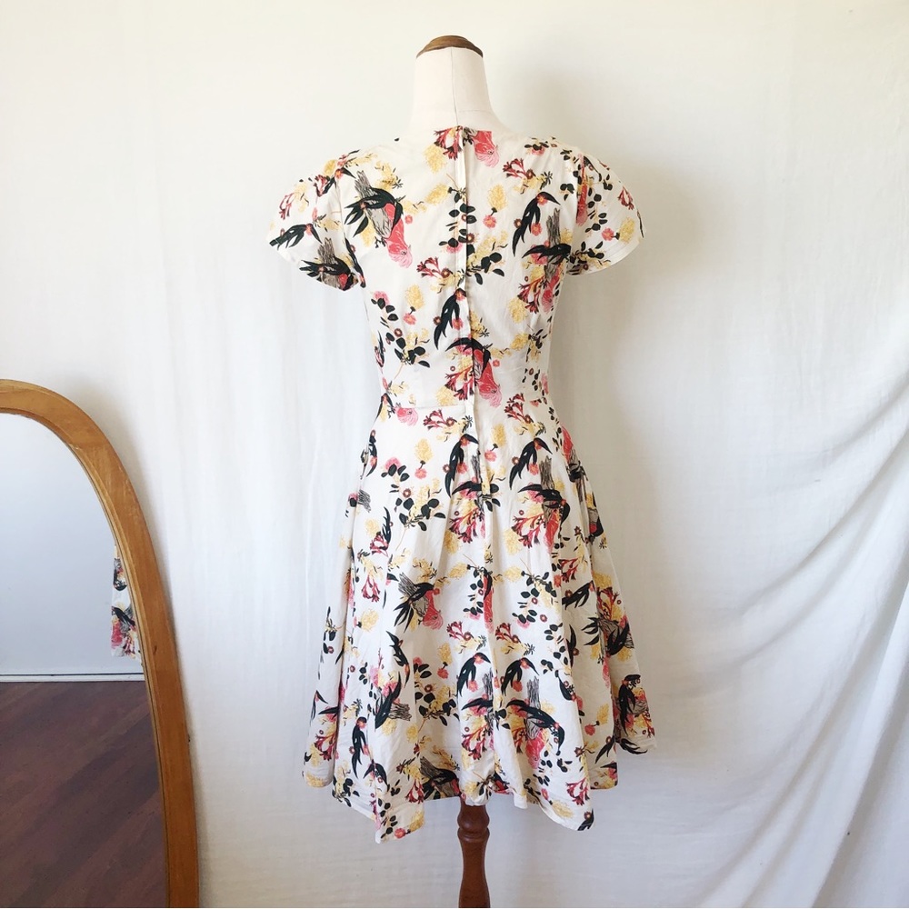 REVIVAL Size 6 Pink Floral Galah Cotton Fit & Flare Rockabilly Dress Australian - Picture 9 of 12